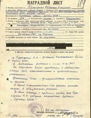Пушкарной В.В. наградной лист